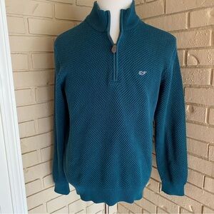 Vineyard Vines Mens Performance 1/4 Zip Pullover Sweater Golf Waffle Knit Medium
